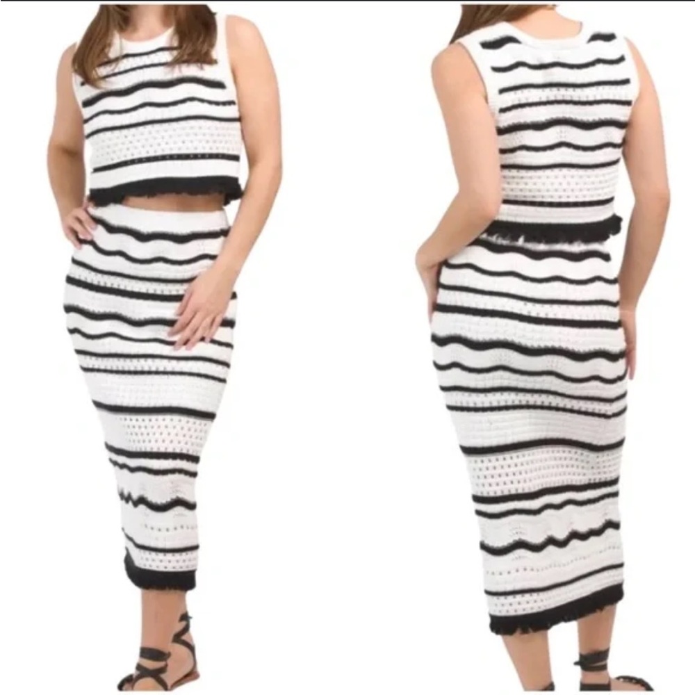 House of Harlow 1960 Striped Crochet 2 Piece set- size XS